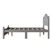 Vinsetto Traditional Queen Size Solid Wood Platform Bed, No Box Spring Needed, 500 LBS Weight Capacity, Easy Assembly, Gray(m-7)