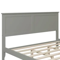 Vinsetto Modern Solid Wood Queen Size Bed, Pine Wood and MDF Frame, Slat Design Headboard, 600 lbs Weight Capacity, No Box Spring Required, Adjustable Bed Compatible, Gray(m-5)