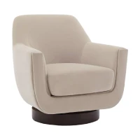 U-shaped Fully Assembled Swivel Velvet Accent Chair with Solid Wood Base and High-Density Foam Cushion, 30.7" x 30.7" x 30.9", Beige(m-2)