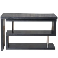 HOMCOM 360 Degree Rotating Corner Computer Desk Modern L-Shaped Home Office Workstation with 2 Storage Shelves, Bookshelf, Black(m-8)