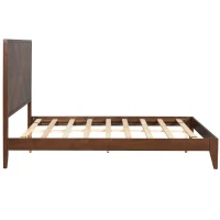 Vinsetto Mid-Century Modern Queen Size Platform Bed with Solid Pine Wood Frame, Wood Slat Support, No Box Spring Needed, 500 lbs Weight Capacity, Easy Assembly, Walnut(m-10)