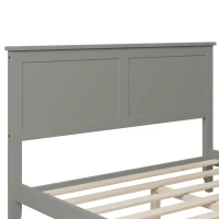 Vinsetto Modern Solid Wood Full Platform Bed, Pine Wood and MDF Frame, Slat Design Headboard, 600 lbs Weight Capacity, No Box Spring Required, 79.92" x 54.33" x 38.2", Gray(m-5)