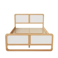 Vinsetto Modern Full Size Solid Wood Platform Bed for Kids, Teens, Adults, No Box Spring Needed, Pine Wood Frame, 78.1" x 56.4" x 40.1", White+Walnut(m-7)