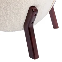 Accent Upholstered Armless Chair with Wooden Legs, Lambskin Sherpa Fabric, High-Density Foam, 330 lbs Capacity, 29.5"x20.5"x26", Cream(m-8)