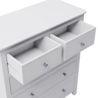 Vinsetto 5-Drawer Solid Wood Chest with Pine Wood Frame, Smooth Glide Drawers and Safety Stops, 40.75" x 35.63" x 18.7", White(m-7)