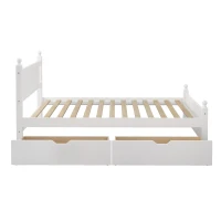 Vinsetto Full Size Solid Wood Platform Bed Frame with 2 Drawers, No Box Spring Needed, Pine Wood and MDF, 79.9" L x 56.2" W x 39" H, White(m-8)