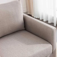 Mid Century Modern Swivel Accent Chair, 360-Degree Rotation, Rubber Wood Base, Linen Fabric, 33.9" L x 30.3" W x 35" H, Light Gray(m-6)