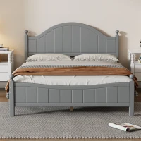 Vinsetto Traditional Queen Size Solid Wood Platform Bed, No Box Spring Needed, 500 LBS Weight Capacity, Easy Assembly, Gray(m-4)