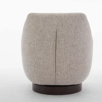 U-shaped Fully Assembled Swivel Linen Accent Armchair with Solid Wood Base, 360° Rotation, 30.7" L x 30.7" W x 30.9" H, Flax Beige(m-9)