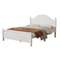 Vinsetto Traditional Queen Size Solid Wood Platform Bed, No Box Spring Needed, 500 lbs Weight Capacity, Easy Assembly, White(m-6)