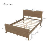 Vinsetto Farmhouse Style Full Size Wood Platform Bed Frame with Headboard, Mattress Foundation with Wood Slat Support, No Box Spring Needed, 6.06" Underbed Clearance, 450 lbs Weight Capacity, Walnut(m-3)