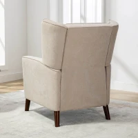 Mid Century Chenille Wingback Recliner Chair with Armrest and Solid Wood Legs, Button Tufted Pushback Recliner, 34.25" x 34.25" x 41.0", Tan(m-5)