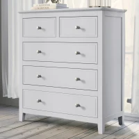 Vinsetto 5-Drawer Solid Wood Chest with Pine Wood Frame, Smooth Glide Drawers and Safety Stops, 40.75" x 35.63" x 18.7", White(m-4)