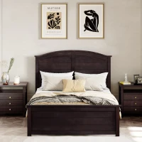Vinsetto Farmhouse Wooden Platform Full Size Bed with Curl Design Headboard and Footboard, Sturdy Structure, Easy Assembly, No Box Spring Needed, Espresso(m-1)