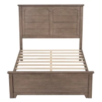 Vinsetto Farmhouse Wooden Platform Full Size Bed with Panel Design Headboard and Footboard, Sturdy Structure, Easy Assembly, 78.9" L x 57.9" W x 51.8" H, Ash Brown(m-9)