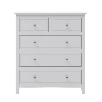 Vinsetto 5-Drawer Solid Wood Chest with Pine Wood Frame, Smooth Glide Drawers and Safety Stops, 40.75" x 35.63" x 18.7", White(m-2)