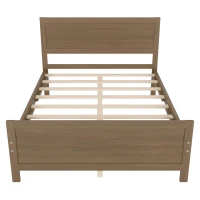 Vinsetto Farmhouse Style Full Size Wood Platform Bed Frame with Headboard, Mattress Foundation with Wood Slat Support, No Box Spring Needed, 6.06" Underbed Clearance, 450 lbs Weight Capacity, Walnut(m-7)