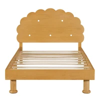 Kids Twin Size Cookie-Shaped Platform Bed with Solid Pine Wood Structure, Easy Drop-In Mattress Setup, 77.6" x 41.3" x 37.4", Walnut(m-8)