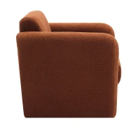 Comfy Reading Armchair with Soft Padded Cushion and Pillow for Living Room, Bedroom, Office, Modern Accent Chair, Lambskin Sherpa Fabric Upholstered, 225lbs Capacity, Burnt Orange(m-7)