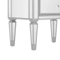 Elegant Mirrored Side Table with 2 Drawers, Modern Silver Finish, Crystal Handles, and Arrow-Shape Legs, 24" x 18.1" x 28.3", Silver(m-9)