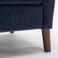 Mid Century Chenille Wingback Recliner Chair with Armrest and Solid Wood Legs, Button Tufted Pushback Recliner, 34.25" x 34.25" x 41.0", Navy Blue(m-8)