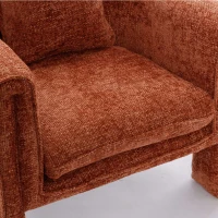 Modern Style Accent Chair, Ergonomic Armrest, Soft Seat, Durable Woven Velvet Fabric, 33.9" L x 31.9" W x 31.5" H, 330 lbs Capacity, Burnt Orange(m-6)