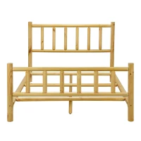Vinsetto Farmhouse Queen Size Log Bed Frame, Rustic Solid Pine Cylinder Construction, Fits Mattresses and Box Springs, Natural Finish, 85.8" x 65.9" x 48.0", Natural(m-7)