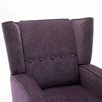 Mid Century Chenille Wingback Recliner Chair with Armrest and Solid Wood Legs, Button Tufted Pushback Recliner, 34.25" x 34.25" x 41.0", Purple(m-6)