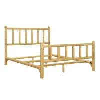 Vinsetto Farmhouse Queen Size Log Bed Frame, Rustic Solid Pine Cylinder Construction, Fits Mattresses and Box Springs, Natural Finish, 85.8" x 65.9" x 48.0", Natural(m-2)