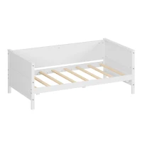 Vinsetto Twin Size Solid Wood Daybed with Trundle, Pine Wood Frame, No Box Spring Needed, Easy Assembly, 79"L x 41"W x 29.5"H, White(m-7)