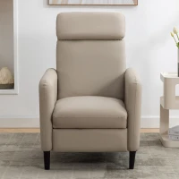 Modern Adjustable Recliner Chair, PU Leather, Fully-Padded, 330 lbs Capacity, Easy Assembly, 27.2" x 33.1" x 41.3", Beige(m-1)