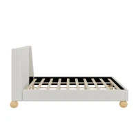 Vinsetto Modern King Size Boucle Upholstered Platform Bed with Wingback Headboard, Round Wooden Legs, No Box Spring Needed, 85”L X 80”W X 42.9”H, Beige(m-7)