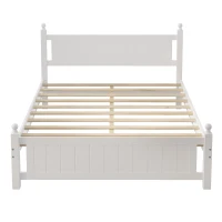 Vinsetto Queen Size Solid Wood Platform Bed Frame for Kids, Teens, Adults, No Box Spring Needed, Pine Wood and MDF, 85.2"L x 62.5"W x 39"H, White(m-6)