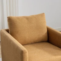 Mid Century Modern Swivel Accent Chair, 360-Degree Rotation, Rubber Wood Base, Linen Upholstery, 33.9" L x 30.3" W x 35" H, Mustard Yellow(m-7)