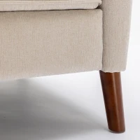 Mid Century Chenille Wingback Recliner Chair with Armrest and Solid Wood Legs, Button Tufted Pushback Recliner, 34.25" x 34.25" x 41.0", Tan(m-8)