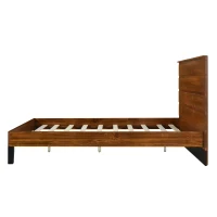 Vinsetto Mid-Century Modern Solid Wood Full Size Platform Bed with Six-Piece Headboard, No Box Spring Needed, 78.54" x 11.61" x 10.63", Brown(m-10)