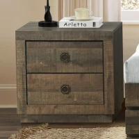 Vinsetto Farmhouse Style Rustic Brown 2-Drawer Nightstand, End Table for Bedroom and Living Room, MDF and Particleboard, 23.6" x 16.5" x 23", Rustic Brown(m-4)