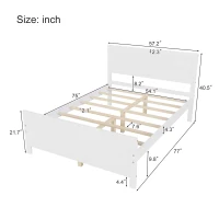 Vinsetto Farmhouse Style Full Size Wood Platform Bed Frame with Headboard, Mattress Foundation with Wood Slat Support, No Box Spring Needed, 450 lbs Capacity, 6.06" Underbed Clearance, White(m-3)