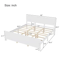 Vinsetto Farmhouse Style King Size Wood Platform Bed Frame with Headboard, Mattress Foundation with Wood Slat Support, No Box Spring Needed, 600 lbs Weight Capacity, 6.06" Underbed Clearance, White(m-3)