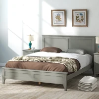 Vinsetto Modern Solid Wood Full Platform Bed, Pine Wood and MDF Frame, Slat Design Headboard, 600 lbs Weight Capacity, No Box Spring Required, 79.92" x 54.33" x 38.2", Gray(m-1)