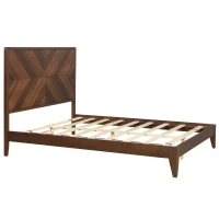 Vinsetto Mid-Century Modern Queen Size Platform Bed with Solid Pine Wood Frame, Wood Slat Support, No Box Spring Needed, 500 lbs Weight Capacity, Easy Assembly, Walnut(m-2)