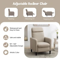Modern Adjustable Recliner Chair, PU Leather, Fully-Padded, 330 lbs Capacity, Easy Assembly, 27.2" x 33.1" x 41.3", Beige(m-6)