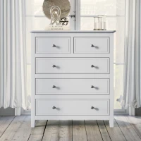 Vinsetto 5-Drawer Solid Wood Chest with Pine Wood Frame, Smooth Glide Drawers and Safety Stops, 40.75" x 35.63" x 18.7", White(m-1)