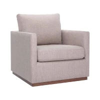 Mid Century Modern Swivel Accent Chair, 360-Degree Rotation, Rubber Wood Base, Linen Fabric, 33.9" L x 30.3" W x 35" H, Light Gray(m-2)