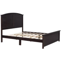 Vinsetto Farmhouse Wooden Platform Queen Size Bed with Curl Design Headboard and Footboard, Sturdy Structure, Easy Assembly, 84.1" x 64.2" x 51.8", Espresso(m-9)