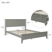 Vinsetto Modern Solid Wood Full Platform Bed, Pine Wood and MDF Frame, Slat Design Headboard, 600 lbs Weight Capacity, No Box Spring Required, 79.92" x 54.33" x 38.2", Gray(m-3)
