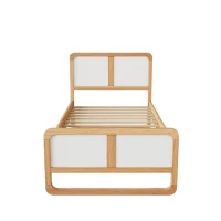 Vinsetto Modern Twin Size Solid Wood Platform Bed for Kids, Teens, Adults, No Box Spring Needed, Pine Wood Frame, 220 LBS Weight Capacity, 78.1"x41.4"x40.1", White+Walnut(m-7)