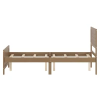 Vinsetto Farmhouse Style Queen Size Wood Platform Bed Frame with Headboard, Mattress Foundation with Wood Slat Support, No Box Spring Needed, 6.06" Underbed Clearance, 500 lbs Weight Capacity, Walnut(m-8)