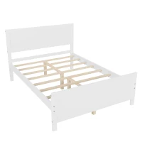 Vinsetto Farmhouse Style Full Size Wood Platform Bed Frame with Headboard, Mattress Foundation with Wood Slat Support, No Box Spring Needed, 450 lbs Capacity, 6.06" Underbed Clearance, White(m-2)