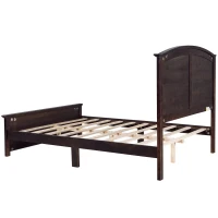 Vinsetto Farmhouse Wooden Platform Queen Size Bed with Curl Design Headboard and Footboard, Sturdy Structure, Easy Assembly, 84.1" x 64.2" x 51.8", Espresso(m-10)